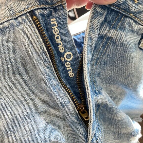 Insane Gene High Rise Front Heavy Light Wash Destroyed Shorts Size Medium - Picture 11 of 15